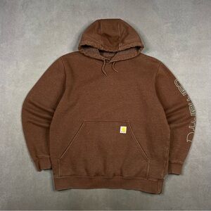 Carhartt Brown Logo Sleeve Hooded Pullover